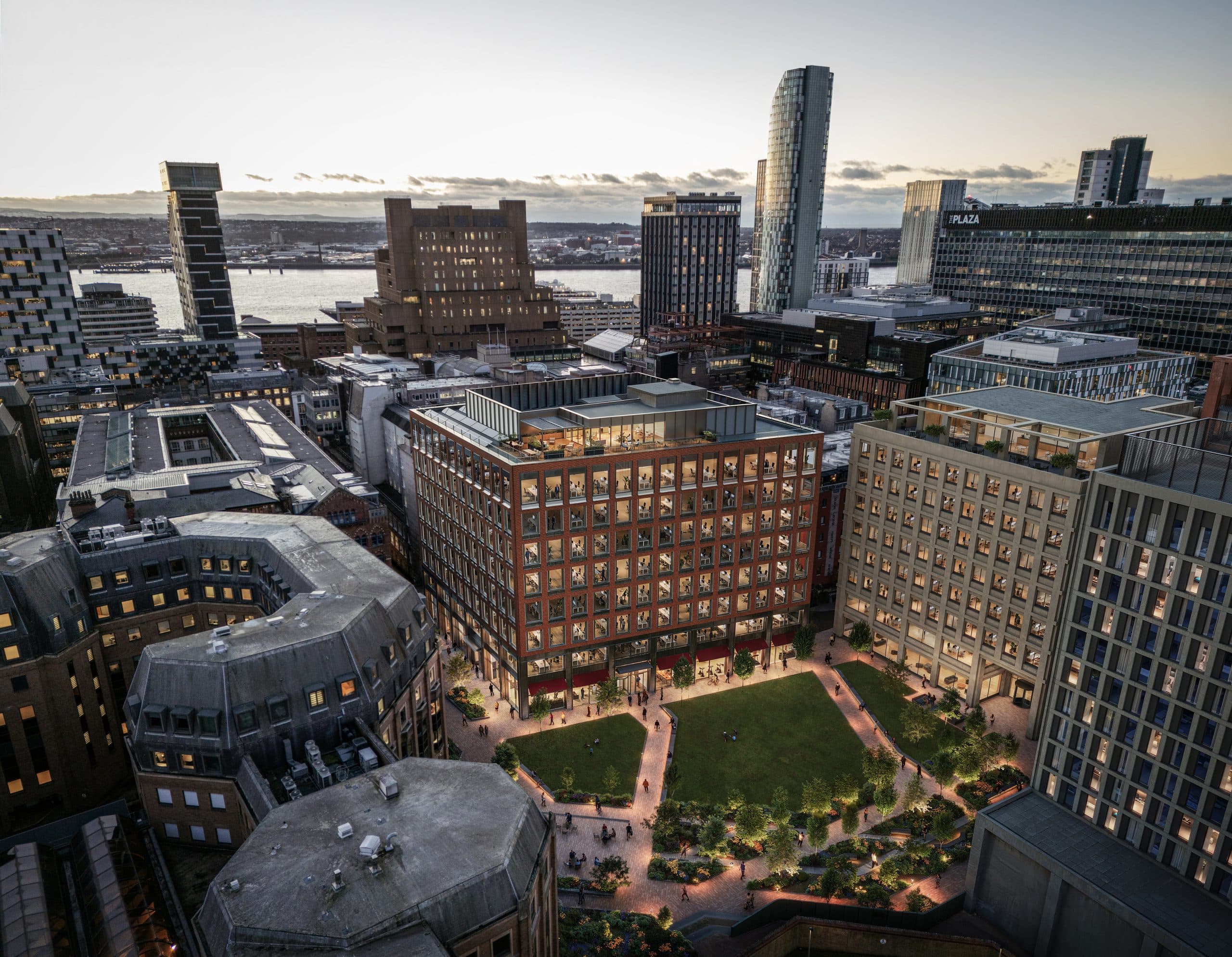 CGI view of the proposed Pall Mall office and park development in Liverpool