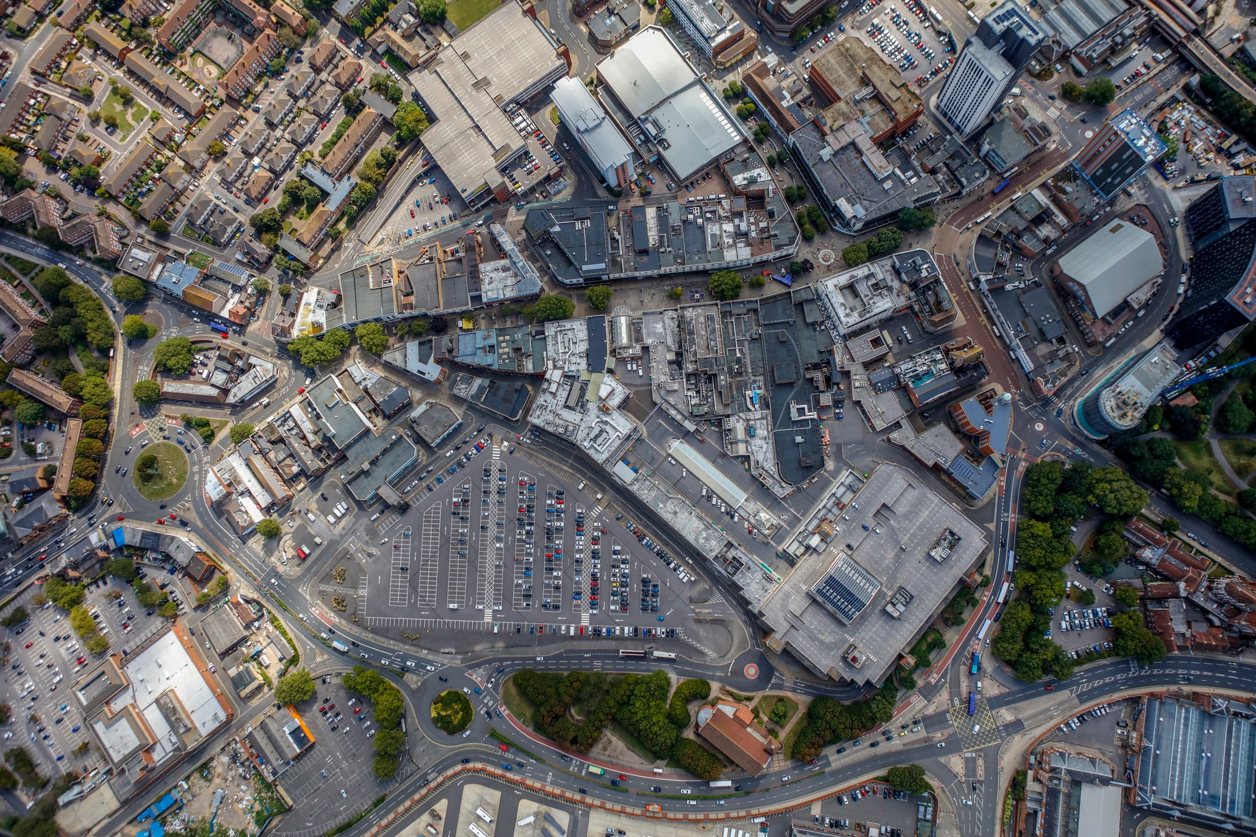 Aerial view of the City Centre North regeneration site in Portsmouth