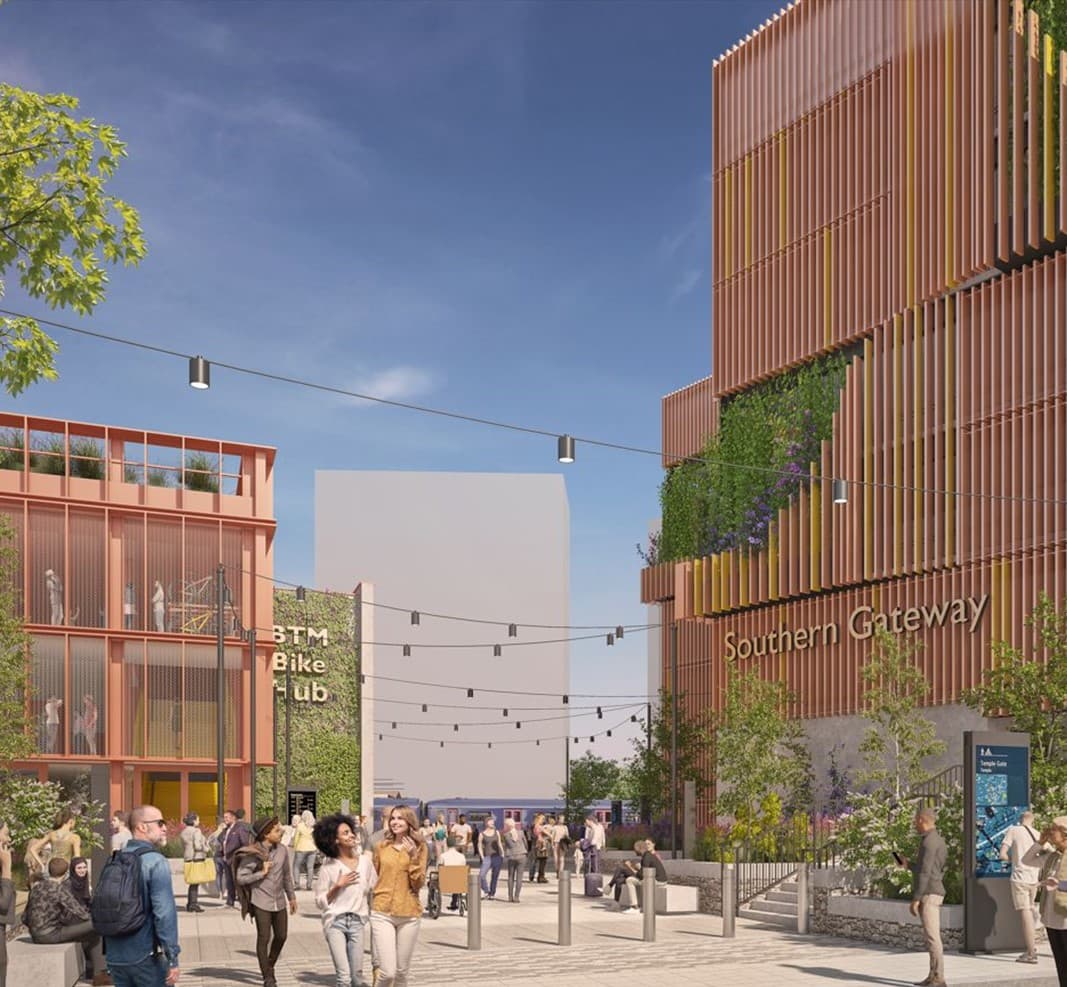 Aerial view of the Bristol Temple Quarter regeneration area